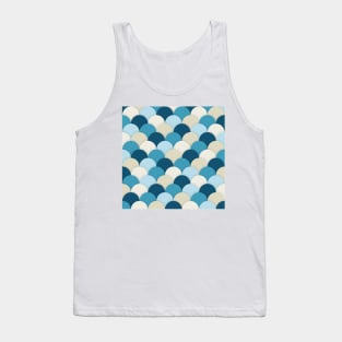 1980s preppy modern turquoise aqua blue fish scale pattern mermaid Tank Top